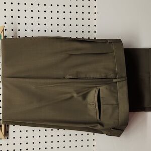 Haggar clothing classic fit eclo stria dress slacks cuffed hem 38x32 green